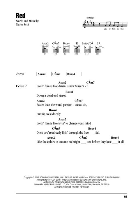 red chords|RED CHORDS by Taylor Swift .